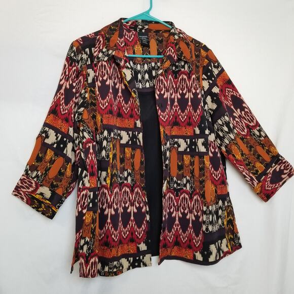 George Women's Crinkle Blouse w/Attached Cami Multicolor 3/4 Sleeves Size 2X-VTG - Picture 1 of 10